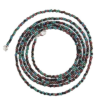 Kathy Bankston Teal Green Plum Seed Bead Necklace, Thin 1.5mm Single Strand | Beaded Layering Necklace, Choker to Long Lengths, Made to Order