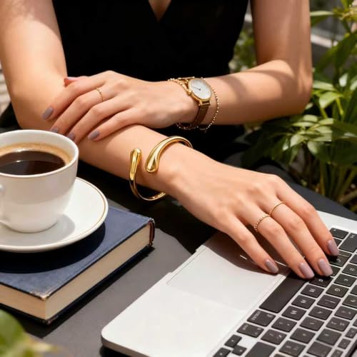 Exquisite and Stylish Gold Bracelet, Fashion Jewelry, Women's Gold Accessories – Ideal Gift for Mom, Wife or Girlfriend - style: Multi-layer lace pattern hollow C-shaped bracelet
