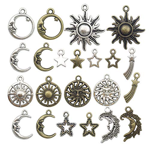 100g (About 80pcs) Craft Supplies Celestial Collection Charms Pendants for Crafting, Jewelry Findings Making Accessory for DIY Necklace Bracelet (M081) - color: M081