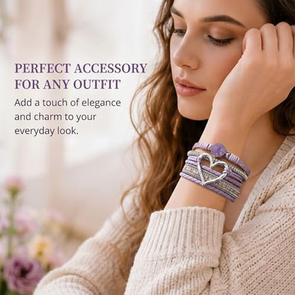 Long tiantian Boho Leather Wrap Bracelets Gifts Trendy Stuff Layered Bangles Bracelets for Women Modern Stackable Infinity Bracelets Bohemian Jewelry Gifts for Women Birthday Gifts - color: A4:Bangle Bracelets(purple)