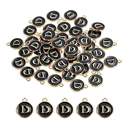 MECCANIXITY Alphabet Letter Charm Double Sided Alphabet Pendant, for Earring Jewelry Making - style: D