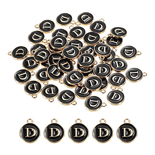 MECCANIXITY Alphabet Letter Charm Double Sided Alphabet Pendant, for Earring Jewelry Making - style: D
