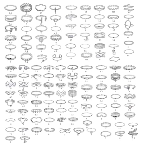 42-Piece Gold Tone Stackable Ring Set for Women, Boho Minimalist Stacking Rings with Crystal & Heart Accents, Adjustable Open Band Jewelry for Daily Wear - style: ZH00102
