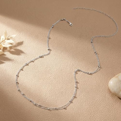 Waist Chain, Layered Silver Belly Chain with Satellite Beads Adjustable Silver Body Chains for Women Waterproof Belly Necklace for Summer Beach Jewelry Gifts for Women