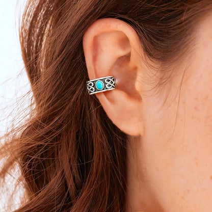 CHIC & ARTSY 925 Sterling Silver Ear Cuffs for Women, Non Piercing Clip On Cartilage Cuffs, Adjustable Fake Conch & Helix Earrings, Gold Plated & Oxidized Various Styles - color: ear cuff #26
