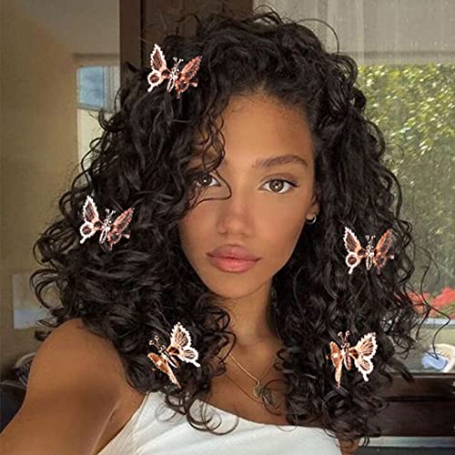 DEEKA 12 PCS Moving Butterfly Clips 3D Metal Gold Moving Wings Butterfly Hair Accessories 90s Hair Clips Barrette for Women and Girls -Rose Gold - color: Rose Gold