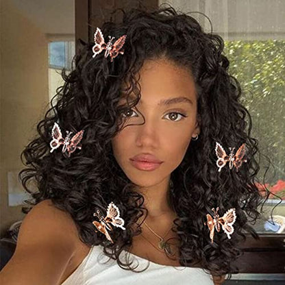 DEEKA 12 PCS Moving Butterfly Clips 3D Metal Gold Moving Wings Butterfly Hair Accessories 90s Hair Clips Barrette for Women and Girls -Rose Gold - color: Rose Gold