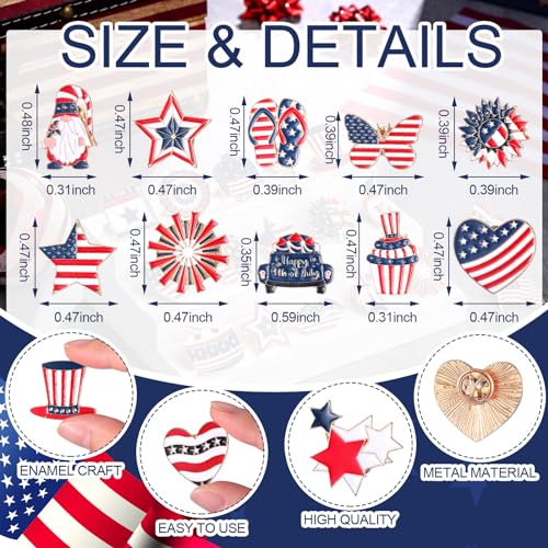 Giegxin 40 Pcs American Flag Pins Bulk Patriotic Lapel Pins Gift American Flag USA Brooch for Backpacks Red White and Blue Brooch Military Gift for Clothes Bags Accessories - style: American Flag
