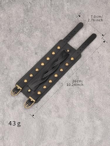 GelConnie Leather Cuff Bracelet for Men Women Wide Leather Wristband Thick Viking Mens Leather Bracelets Gothic Wrist Band Vintage Rock Wristband - style: Mens Leather Bracelet