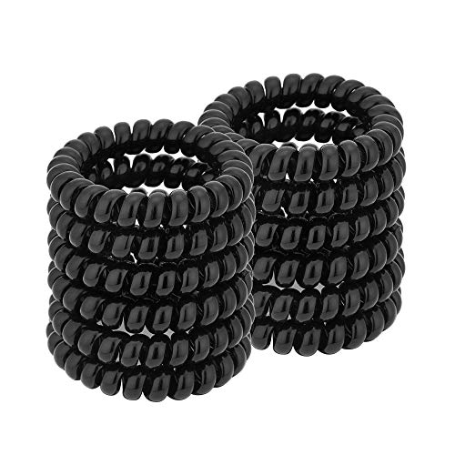 Spiral Plastic Hair Ties (Black, 12 Pcs) - Coil Ponytail Holders for Thick Hair, No Crease Phone Cord Ties for All Hair Types - color: Black 5.5CM(12PCS)