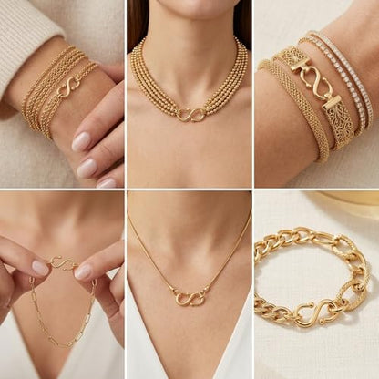 20PCS Stainless Steel Necklace and Bracelet Clasp Kit Gold Plating Clasps and Closures Connectors for Jewelry Making, No Tarnish DIY Crafts(0.5“ & 0.4”)