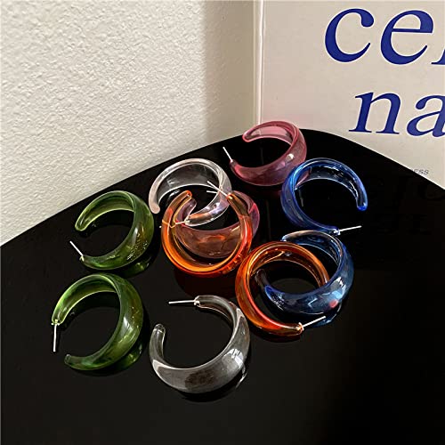 Colorful C shape Hoop Earrings for Women Resin Acrylic Y2k Multicolor Chunky Big Lightweight Jewelry - color: Pink