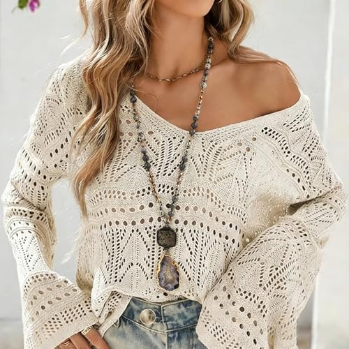 Yomisa Long Necklaces for Women Trendy, 33/34/35 inch | Boho Beaded Necklaces for Women, Natural Stone Pendant, Handmade Knotted Bead, Bohemian Holiday Summer Western Charm Jewelry - color: 34inch-Dalmatian Stone