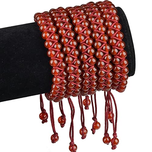 MASSIVE BEADS Double Layer Natural Chakra Healing Power Crystals Macrame Bracelet Yoga Stone Beads Gemstone Meditation Relax Anxiety Bangle for Unisex Women Men - color: Carnelian, size: 6mm
