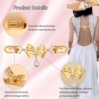 2 PCS Waist Cincher Clips Dress Clips Back Cinch for Shawl Cardigan Sweater Clothes Shirt Tightener Clip(Silvery Golden) - color: Color B