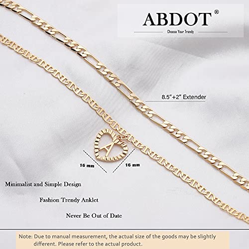 Initial Ankle Bracelets for Women 2pcs 18K Gold Plated Handmade Layered Letter Heart Figaro Chain Flat Mariner Anklets for Women Cute Summer Beach Foot Jewelry - style: Gold-D