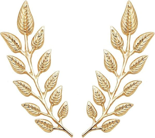 5 Pairs Retro Hollow Pattern Shirt Collar Brooches For Women And Men Gold Plated Triangle & Simple Elegant Double Leaf Collar Pin Brooches Gold Silver Plant Brooch Jewelry - style: Gold leaf