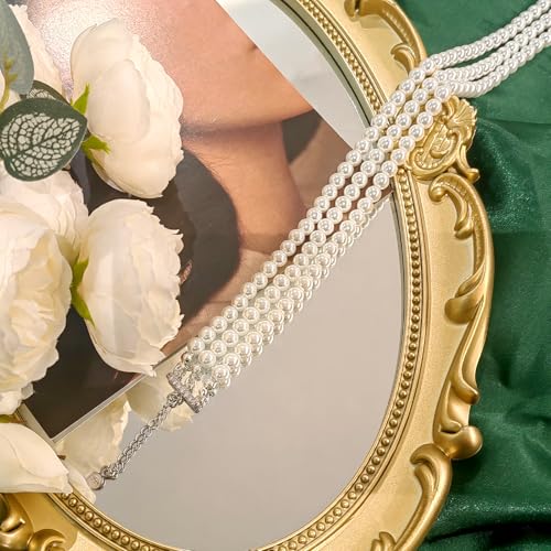 Zeffy Pearl Necklace 4MM/6MM/8MM Dainty Round Imitation Pearl Choker Necklace Wedding Pearl Necklace Delicate Jewelry for Women Simple Bridesmaid Jewelry Gifts - style: 6mm Three-layer Pearl Choke(16"+2)