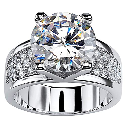 925 Sterling Silver Shiny Gem Ring Cubic Zirconia Rings CZ Diamond Multi Row Ring Eternity Engagement Wedding Band Ring for Women (US Code 7) - size: US Code 7