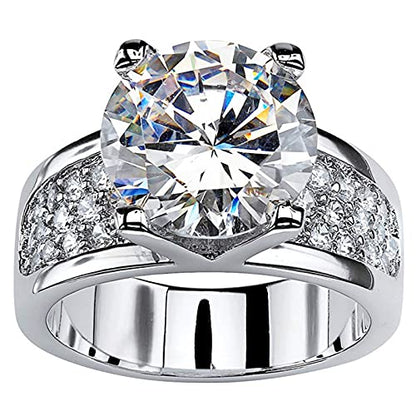 925 Sterling Silver Shiny Gem Ring Cubic Zirconia Rings CZ Diamond Multi Row Ring Eternity Engagement Wedding Band Ring for Women (US Code 7) - size: US Code 7