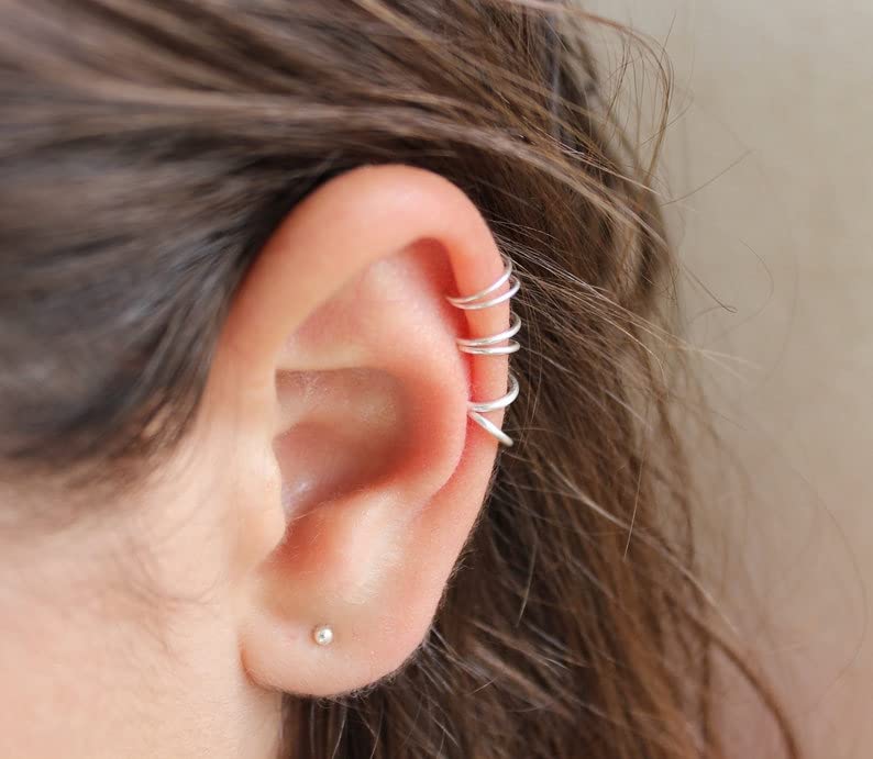 Fake Nose Ring Hoop Double Fake Septum Rings Fake Nose Piercing Clip on Earring Hoops Faux Nose Rings Lip Ring - color: B11-hoop-4 styles-3 colors