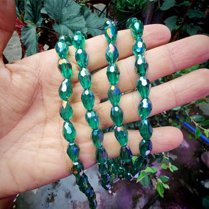 8x12mm Teardrop Glass Beads for Jewelry Making, Vertical Hole Faceted Crystal Prism Beads for Pendants Bracelet Necklace Earring, Emerald Green 100pcs - color: Emerald Green