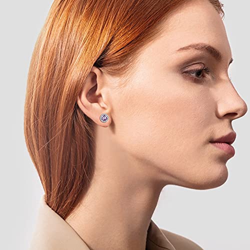 Bestyle Sparkling 925 Sterling Silver Birthstone Stud Earrings for Women, Heart/Round/Teardrop/Square Solitaire Diamond Studs Earrings, Great Birthday/Christmas Gifts - style: 06. Purple Alexandrite-June-round
