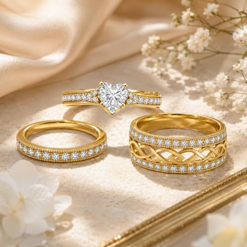 3Piece Moissanite Ring Set for Couples 925 10K 14K 18K Moissanite Wedding Ring - style: Ring 1