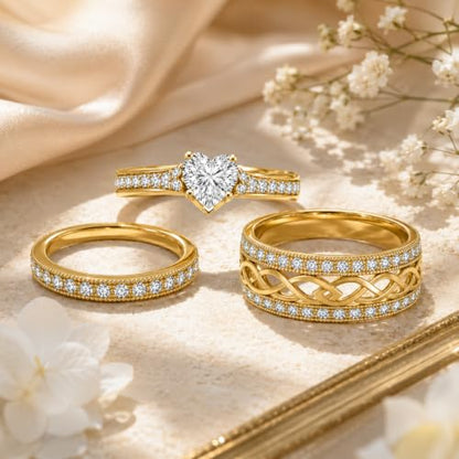 3Piece Moissanite Ring Set for Couples 925 10K 14K 18K Moissanite Wedding Ring - style: Ring 1