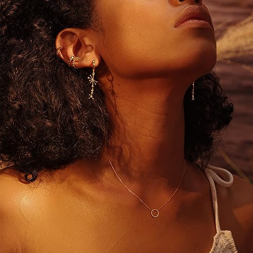 Fettero Pendant Necklace Gold Choker Layered Coin Open Karma Circle Full New Crescent Moon 14K Gold Plated Simple Dainty Necklaces for Women Jewelry Gift - style: Karma Circle