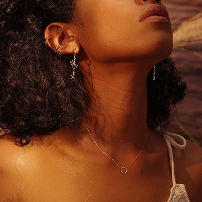 Fettero Pendant Necklace Gold Choker Layered Coin Open Karma Circle Full New Crescent Moon 14K Gold Plated Simple Dainty Necklaces for Women Jewelry Gift - style: Karma Circle