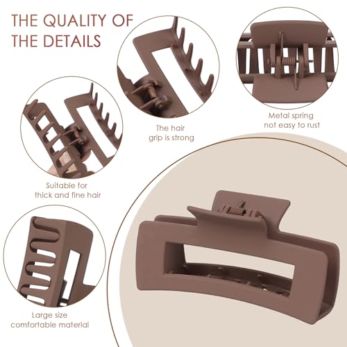 Square Hair Claw Clips,Big and Small Non-slip Square Matte Hair Claw Clips,12 Pcs - color: 6 Neutral