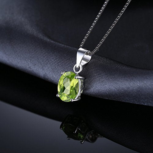 JewelryPalace Natural Gemstone Garnet Peridot Amethyst Citrine Blue Topaz Birthstone Solitaire Pendant Necklace Jewelry Set, 14k Gold Plated 925 Sterling Silver Necklaces for Women, 18 Inch Box chain - color: J-Sterling Silver-Peridot