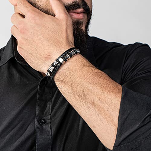 SERASAR Premium Leather Bracelet Men | Stainless Steel Magnetic Clasp | Three Colors | Jewelry Box Included - color: Silver, size: 23cm, style: Spirit