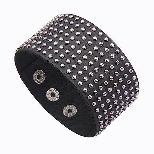 GelConnie Leather Cuff Bracelet Punk Braided Bracelets Rock Leather Wristbands Faux Mens Leather Bracelet Gothic Viking Bangle Adjustable Wrap Bracelet for Women,Men - color: Black Leather Bracelet