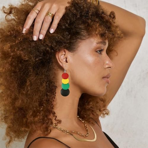 ONLYJUMP Colorful Ethnic Wooden Jewelry Set for Women Round Statement Dangle Earrings Multilayered Geometric Beaded Bracelet Necklace Exaggerated Tribal Style Jewelry - color: Colorful A