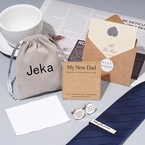 Jeka Father of The Bride/Groom Wedding Gifts Tie Bars & Cufflinks | Wedding Tie Bar & Cufflinks Set for Men, Father of the Bride, Father of the Groom, Father-in-Law Gifts - style: Father of The Groom-Silver
