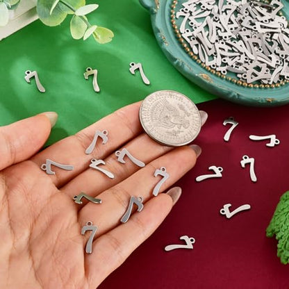 Pandahall 100Pcs Number.7 Stainless Steel Charms 15x7.5x1.5mm Arabic Numerals Pendants for DIY Jewelry Making