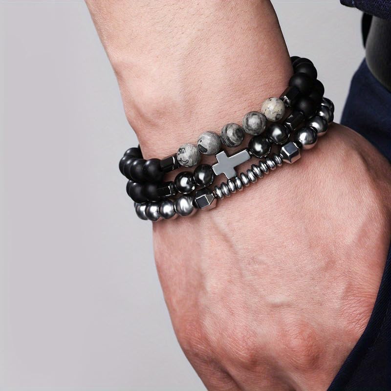 Vintage Stackable Bead Bracelet Set For Men Women Handmade Bohemian Style Multilayer Adjustable Elastic Bead Bracelet Fashion Punk Jewerly Gift - style: Style 4