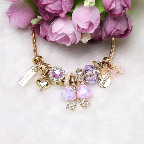 DS Charm Bracelets for teen girls exquisite cute cartoon friendship bracelet Gold Stainless Steel Bangle birthday Gift box Adjustable little girls kids jewelry holiday gifts - style: GOLD-6