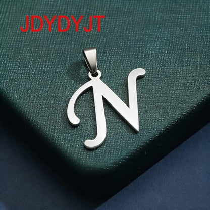 Stainless Steel Initial Letter Connector Charms Alphabet Pendant Diy Craft for Jewelry Making Necklaces Bracelets Keychain - color: Stainless Steel N
