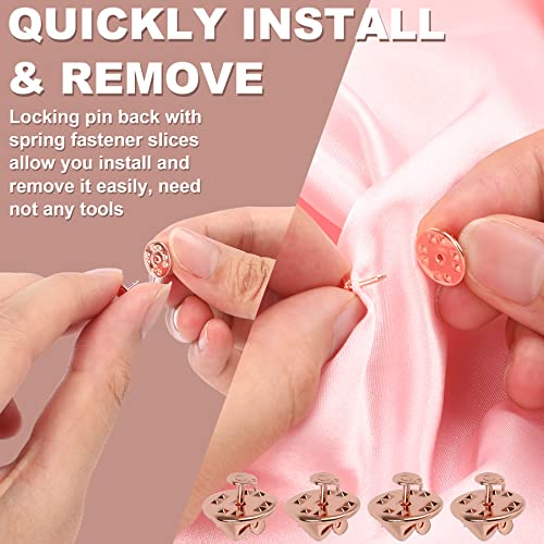 JANYUN 120 Pairs Butterfly Clutch Tie Tacks Pin Back Metal Locking | Rose Gold,Metal Holder Clasp Lock Backings,Replacement with 8mm Length 4mm Width Blank Pin for Brooch Lapel Enamel Craft Mak - color: Rose Gold, size: 4mm