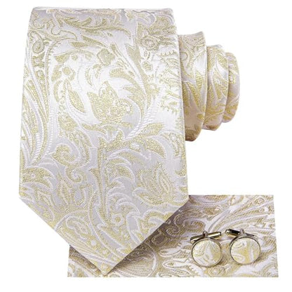 Dubulle Mens Paisley Striped Tie Woven Necktie for Men and Handkerchief Cufflinks Set Wedding Formal Business - color: C Light Sparkles