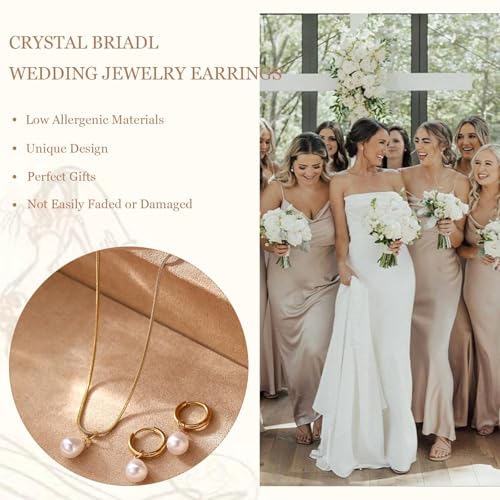Wedding Jewelry Sets for Brides Bridesmaid Pearl Jewelry Set Fancy Gold Flower Necklace and Earrings Simple Pearl Necklace for Women Bridal Earrings Wedding Accessories Essentials Gifts - color: A3:2pcs-pearl jewelry set