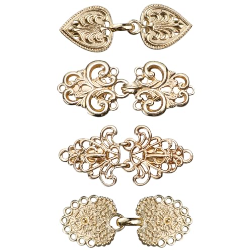 4 Pieces Vintage Sweater Clips, Sweater Clips for Cardigans to Hold Sweater Together, Shawl Collar Clasp Dress Shirt Brooch Clip&Dress Clips Back Cinch - color: Gold