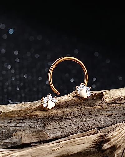 Jewseen Paw Septum Rings 16g Gold Septum Ring Daith Piercing Jewelry Surgical Steel Cartilage Earrings Hoop Nose Rings Hoop Conch Earrings for Women Men - color: gold
