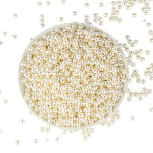Pearl Beads for Jewelry Making 2250pcs 6mm Pearl Craft Beads with Hole Loose Fake Pearls Small Faux Pearls for Jewelry Making Bracelet Necklace DIY, Sewing Decor and Vase Filler - size: 6MM