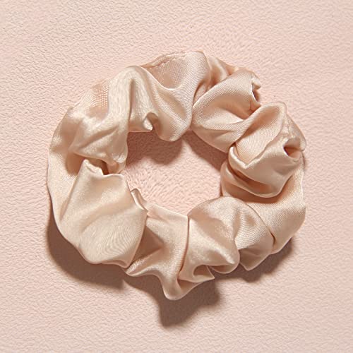 Hair Scarf Scrunchies for Women, LFOUVRE Scarf Scrunchies, 2pcs Knotted Scarf Hair Ties for Girls,Silky Satin Hair Scarf Headband, Elastic Hair Bands Ribbon Scrunchy, Ponytail Holder Hair Accessories - color: Beige