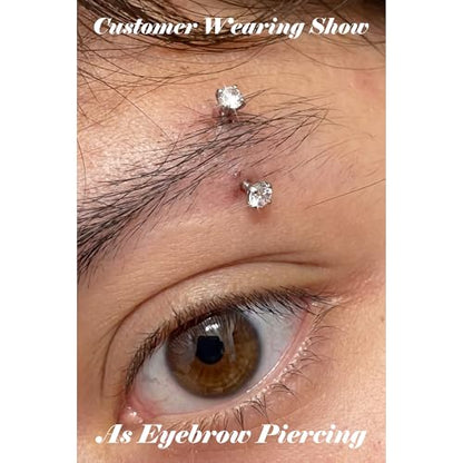 16G Eyebrow Piercing Jewelry 316L Stainless Steel | Internally Threaded CZ, 6-14MM, Multi-Purpose: Rook, Lip, Navel, Ear, For Women - style: 6MM