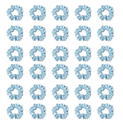 Silk Hair Ties Ponytail Holder Hairs Bow Ropes Elastics Hairtie Accessories Wide 0.8inch on Hair No Damage No Crease for Women Curly Thick Wavy Hair(30Pcs Blue) - color: Blue